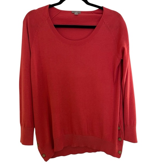 J. Jill silk blend coral pullover sweater Size S Button accents at hips - Picture 3 of 10